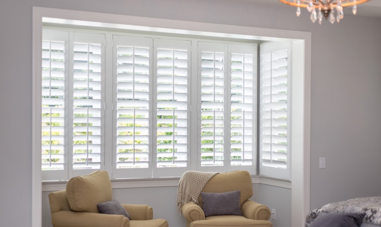 Plantation shutters in Fort Lauderdale bay window